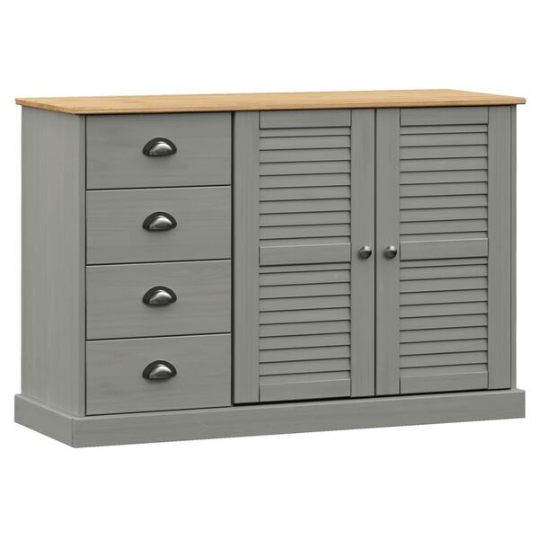 vidaXL Μπουφές με Συρτάρια VIGO Γκρι 113x40x75 εκ. Μασίφ Ξύλο Πεύκο