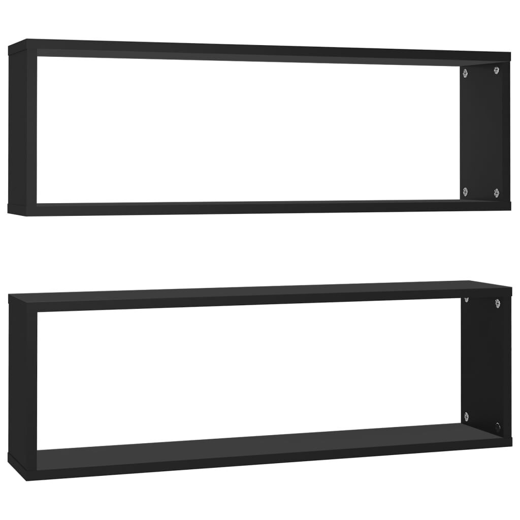 vidaXL Ράφια Κύβοι Τοίχου 2 τεμ. Μαύρα 80 x 15 x 26,5 εκ. Επεξ. Ξύλο