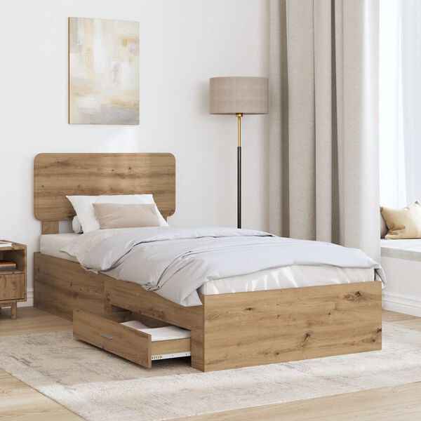 vidaXL &Sigma;&kappa;&epsilon;&lambda;&epsilon;&tau;ό&sigmaf; &Kappa;&rho;&epsilon;&beta;&alpha;&tau;&iota;&omicron;ύ Artisan Oak 90 x 200 cm &Epsilon;&pi;&epsilon;&xi;&epsilon;&rho;&gamma;&alpha;&sigma;&mu;έ&nu;&omicron; &xi;ύ&lambda;&omicron;