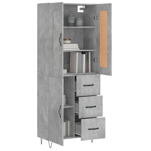 vidaXL Ντουλάπι Γκρι Σκυροδέματος 69,5x34x180 εκ. Επεξεργασμένο Ξύλο