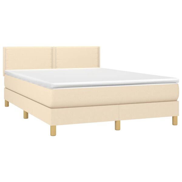 vidaXL &Kappa;&rho;&epsilon;&beta;ά&tau;&iota; Boxspring &mu;&epsilon; &Sigma;&tau;&rho;ώ&mu;&alpha; &Kappa;&rho;&epsilon;&mu; 140x200 &epsilon;&kappa;. &Upsilon;&phi;&alpha;&sigma;&mu;ά&tau;&iota;&nu;&omicron;