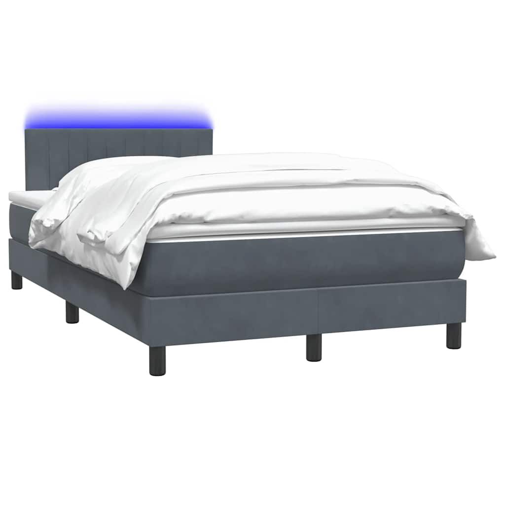 vidaXL Κρεβάτι Boxspring με Στρώμα Σκούρο Γκρι 120x210 εκ. Βελούδινο