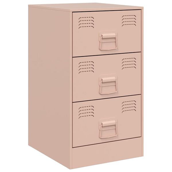 vidaXL Κομοδίνο Ροζ 34,5x39x62 εκ. από Χάλυβα