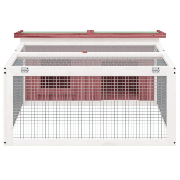 vidaXL Κλουβί Κουνελιών Μόκα 117,5 x 97 x 47,5 εκ. Μασίφ Ξύλο Πεύκου