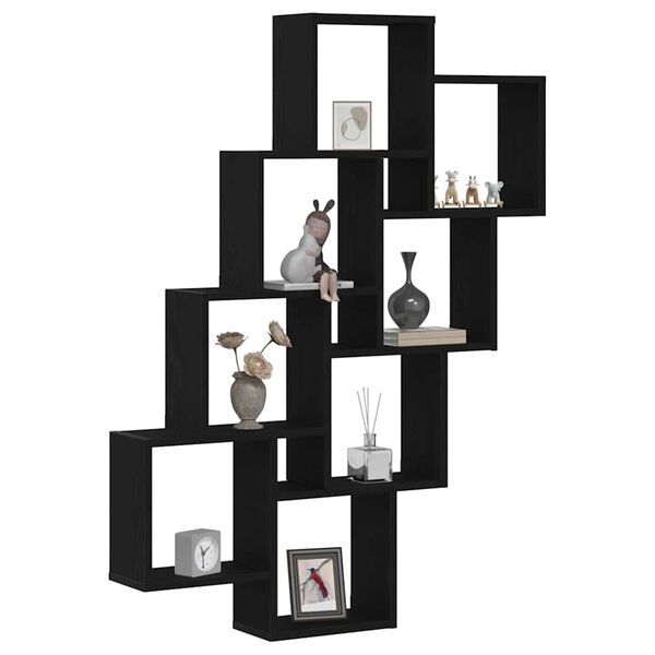 vidaXL Ράφι Τοίχου Μαύρη Οξυά 90 x 15 x 119,5 εκ Επεξεργασμένο ξύλο