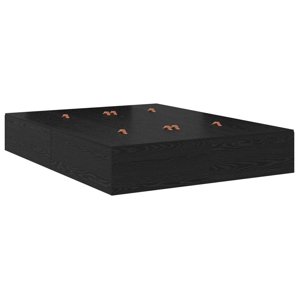 vidaXL Κρεβάτι Αποθήκης Μαύρη Δρυς 150x200 εκ