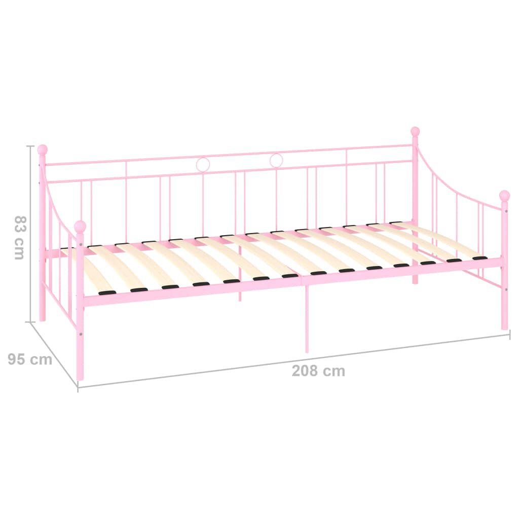 vidaXL Πλαίσιο για Καναπέ - Κρεβάτι Ροζ 90 x 200 εκ. Μεταλλικό