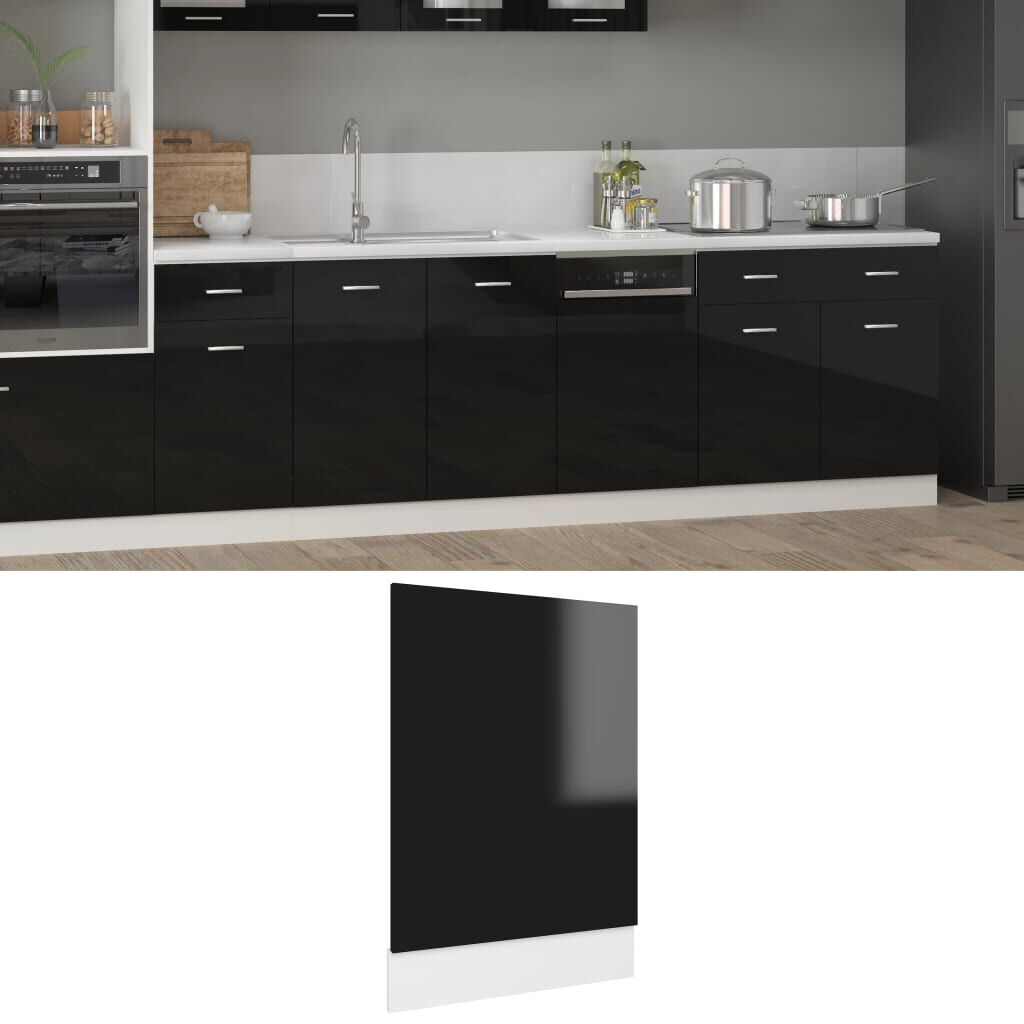 vidaXL Πρόσοψη Πλυντηρίου Πιάτων Lyon Γυαλ. Μαύρο 45x3x67εκ.
