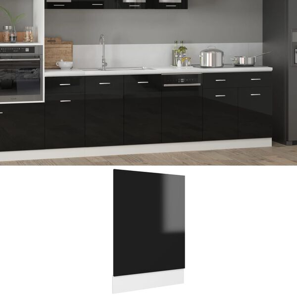 vidaXL Πρόσοψη Πλυντηρίου Πιάτων Lyon Γυαλ. Μαύρο 45x3x67εκ.