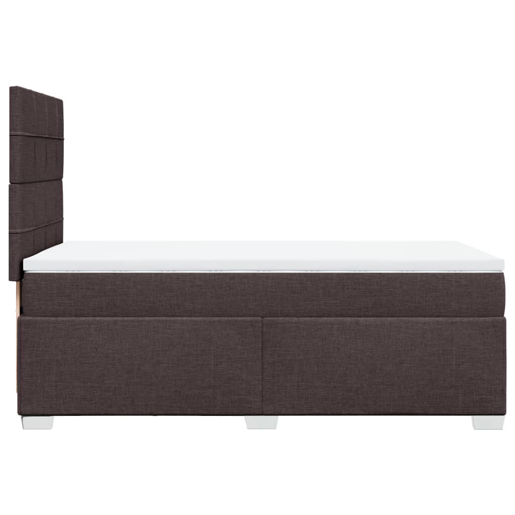 vidaXL Κρεβάτι Boxspring με Στρώμα Σκούρο Καφέ 100x200 εκ. Υφασμάτινο