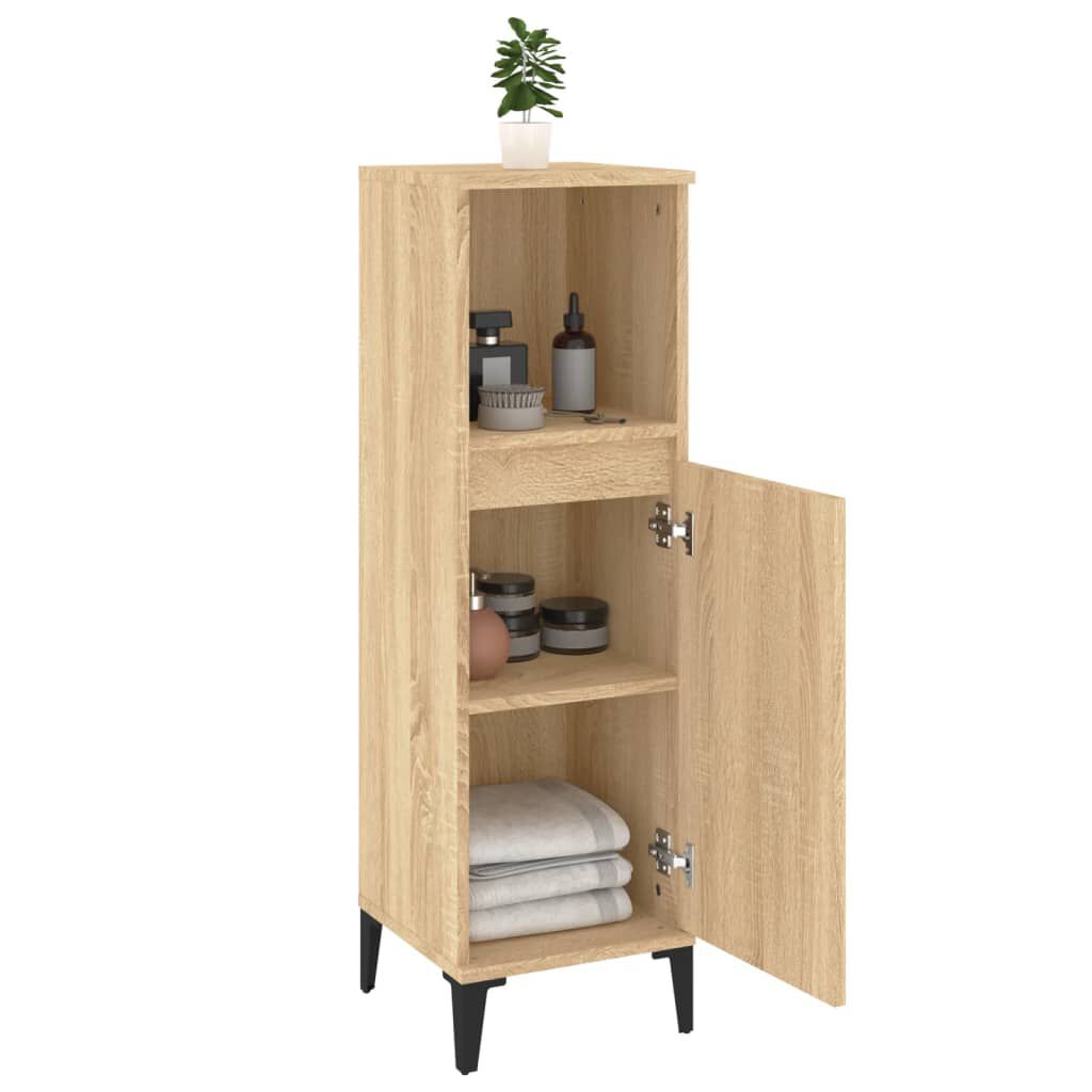 vidaXL Ντουλάπι Μπάνιου Sonoma Δρυς 30x30x100 εκ. Επεξεργασμένο Ξύλο