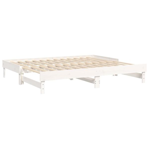 vidaXL Καναπές Κρεβάτι Συρόμενος Λευκός 2x(90x200) εκ. Μασίφ Πεύκο
