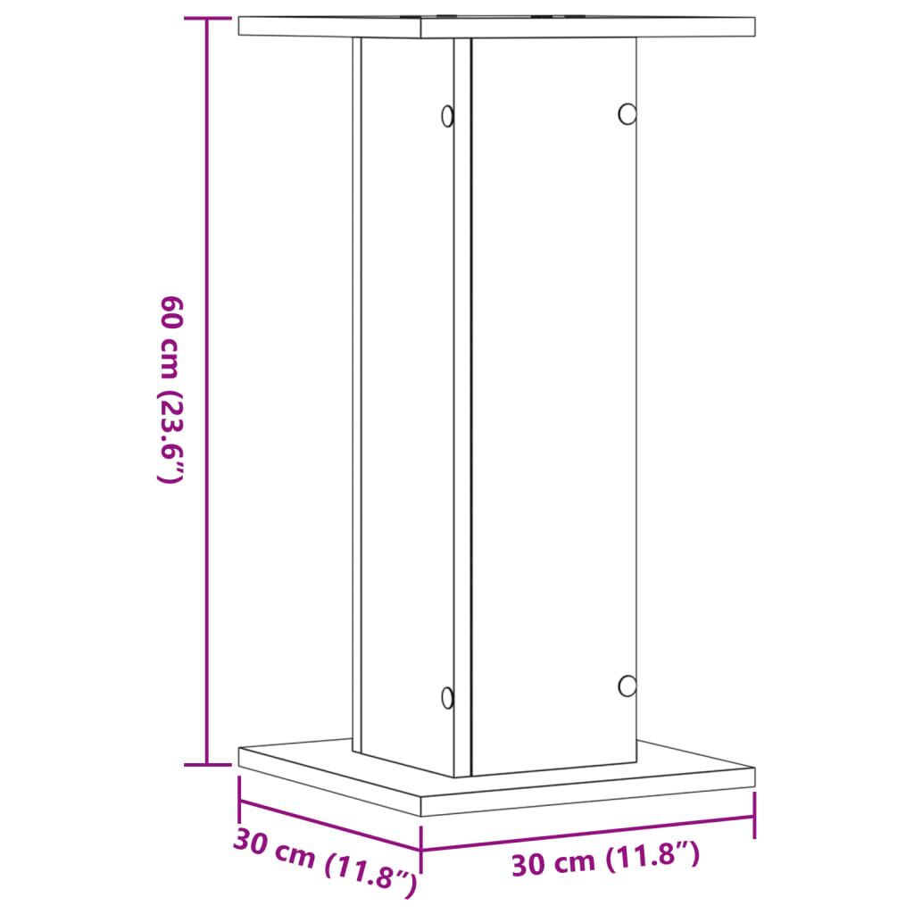 vidaXL Βάσεις Φυτών 2 τεμ. Αρτισιανή Δρυς 30x30x60 εκ. Επεξ. Ξύλο
