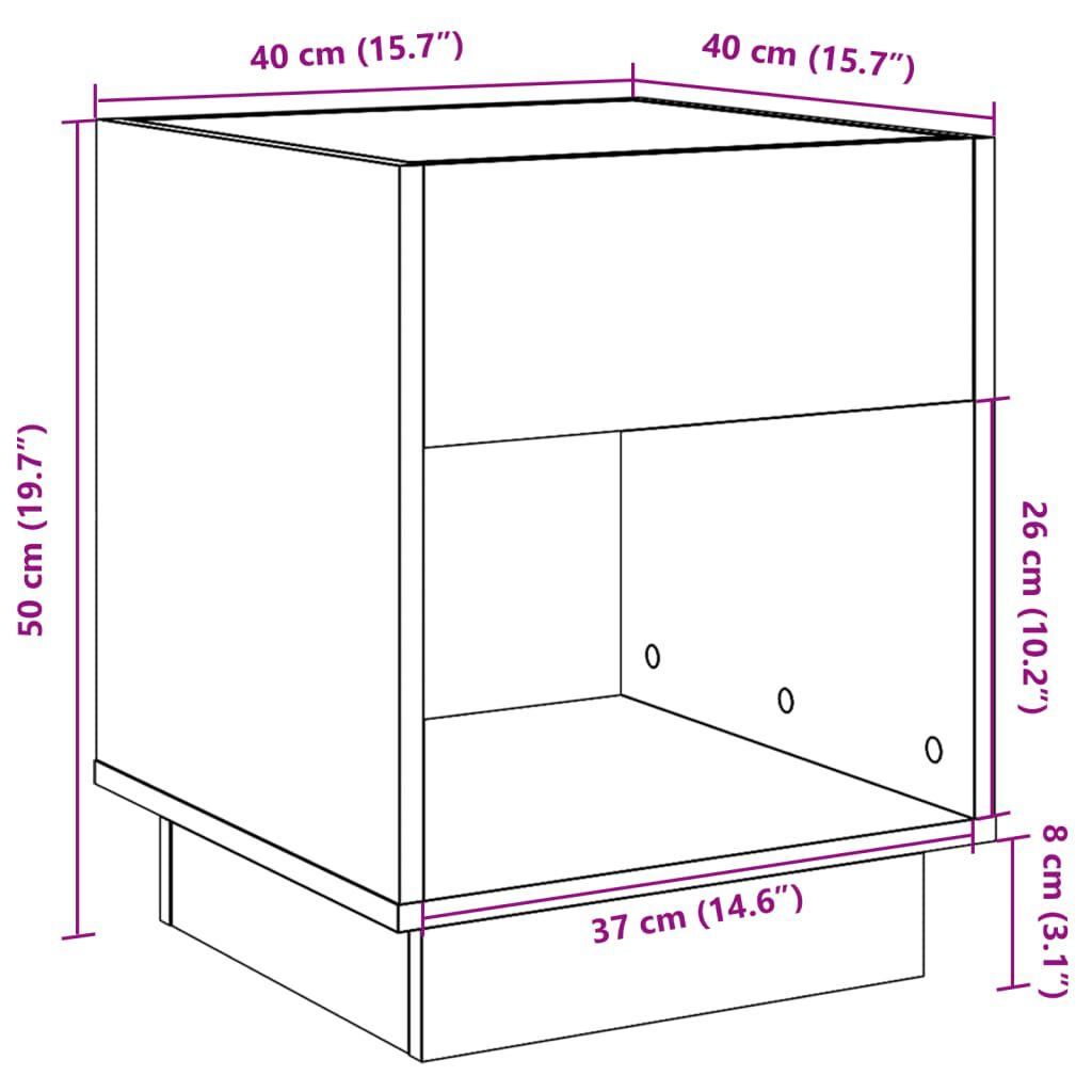 vidaXL Κομοδίνο Άπειρο Φως LED Γκρι Σκυροδέματος 40x40x50 εκ.