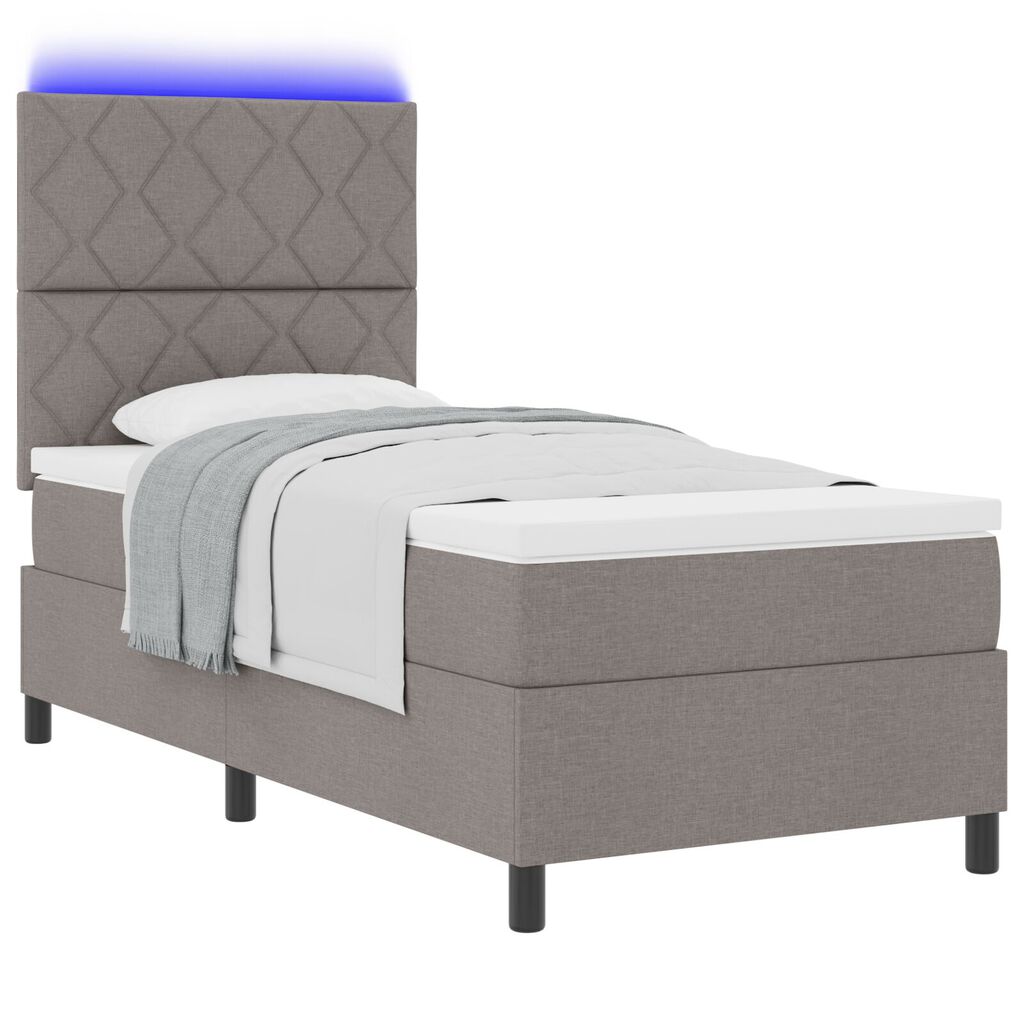 vidaXL Κρεβάτι με Κουβέρτα & LED Ταμπά 100x200 εκ Ύφασμα