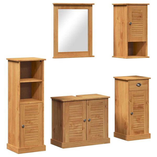 vidaXL Σετ Επίπλων Μπάνιου VIGO 5 pcs καφέ μελί 37 x 34 x 110 εκ
