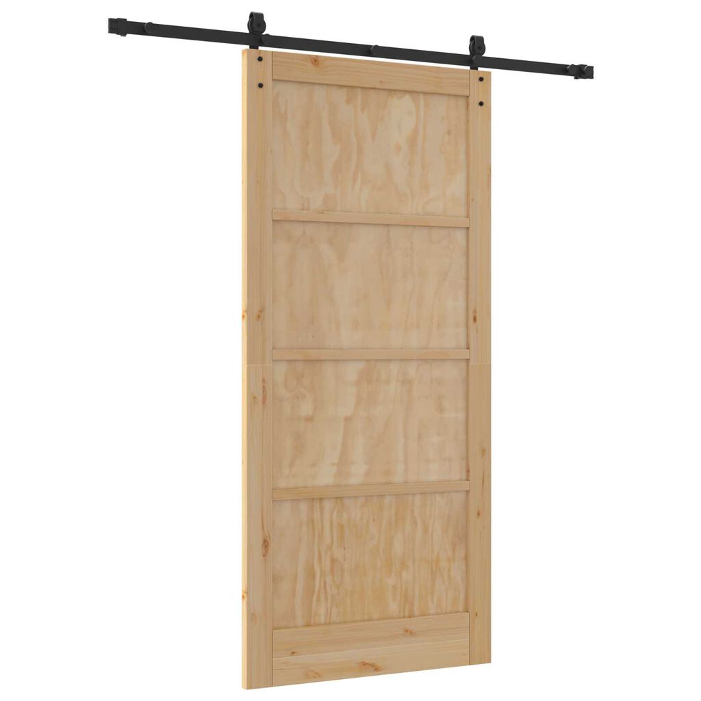 vidaXL Συρόμενη Πόρτα Φυσικό και μαύρο 93 x 202 cm