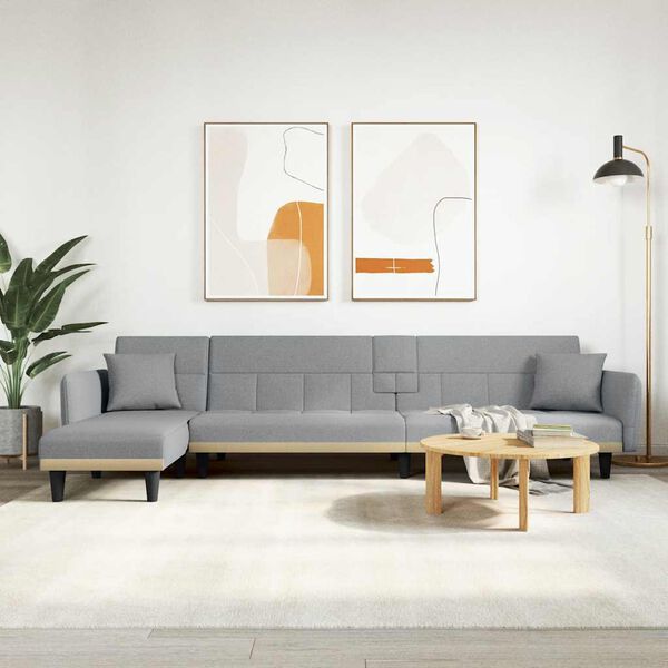 vidaXL Καναπές Κρεβάτι Γωνιακός Αν. Γκρι 275x140x70 εκ. Υφασμάτινος