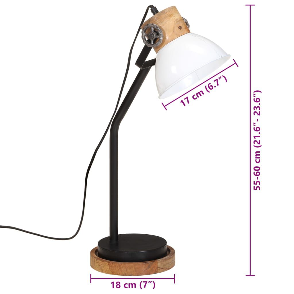 vidaXL Φωτιστικό Γραφείου 25 W Λευκό 18x18x60 εκ. Ε27