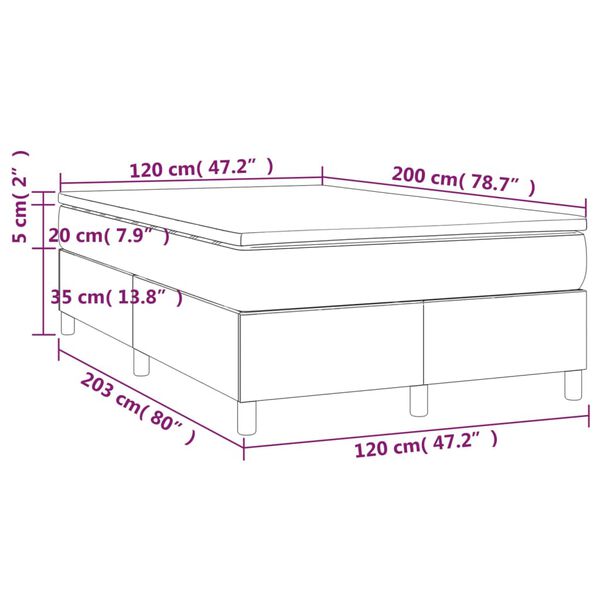 vidaXL Κρεβάτι Boxspring με Στρώμα Ανοιχτό Γκρι 120x200 εκ. Βελούδινο