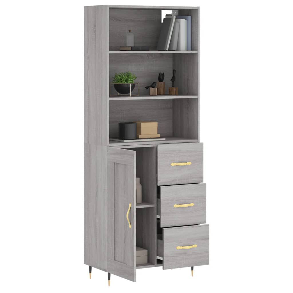 vidaXL Ντουλάπι Γκρι Sonoma 69,5 x 34 x 180 εκ. Επεξεργασμένο Ξύλο