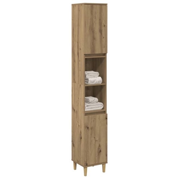 vidaXL Ντουλάπι μπάνιου Δρυς τεχνίτης 30x30x190 cm Κατασκευασμένο ξύλο