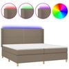 vidaXL &Kappa;&rho;&epsilon;&beta;ά&tau;&iota; Boxspring &mu;&epsilon; &Sigma;&tau;&rho;ώ&mu;&alpha; & LED Taupe 200x200 &epsilon;&kappa;. &Upsilon;&phi;&alpha;&sigma;&mu;ά&tau;&iota;&nu;&omicron;