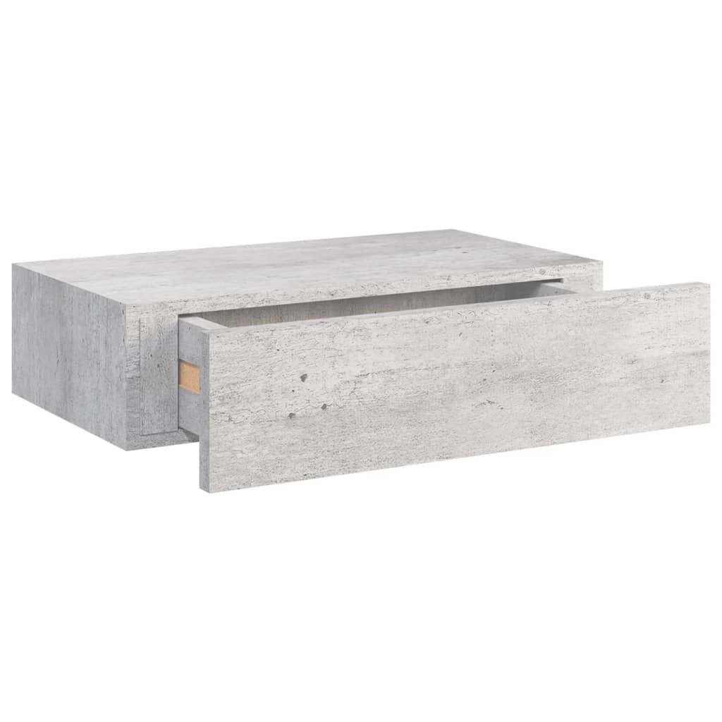 vidaXL Ράφι Επιτοίχιο με Συρτάρι Γκρι Σκυρ. 40 x 23,5 x 10 εκ. από MDF