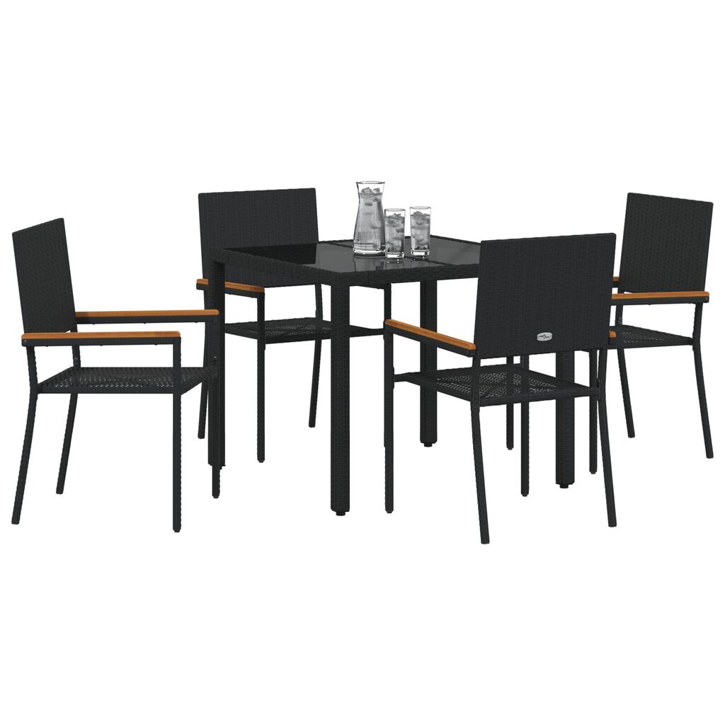 vidaXL Σέτ φαγητού για κήπο 5 pcs Μαύρο 90 x 90 x 75 cm