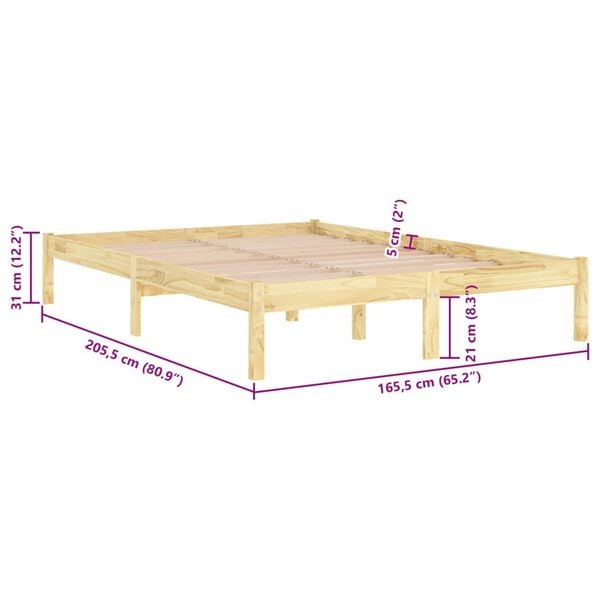 vidaXL Πλαίσιο Κρεβατιού 160 x 200 εκ. από Μασίφ Ξύλο Πεύκου