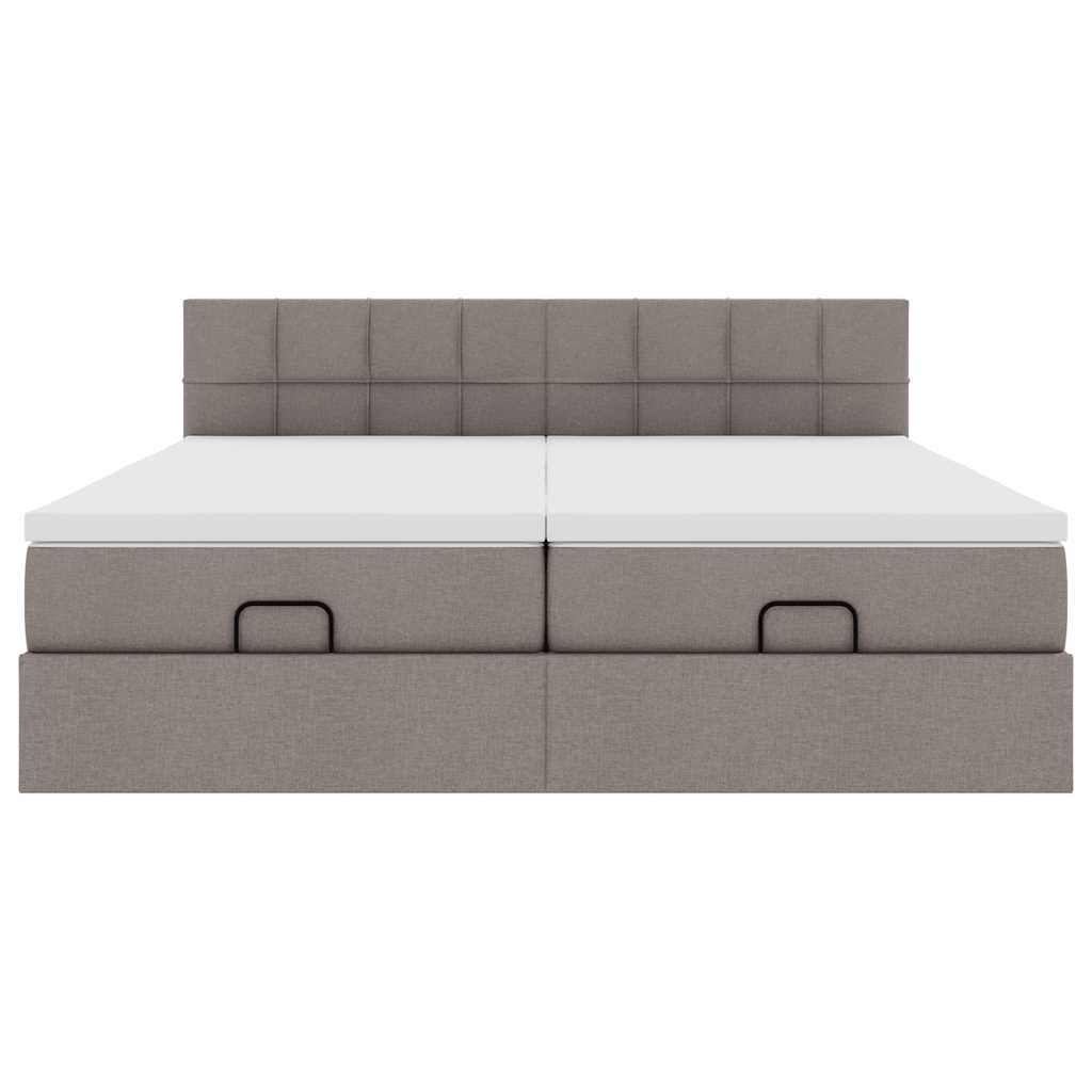 vidaXL Οθωμανικό κρεβάτι με στρώματα & LEDs Taupe 200x200cm ύφασμα