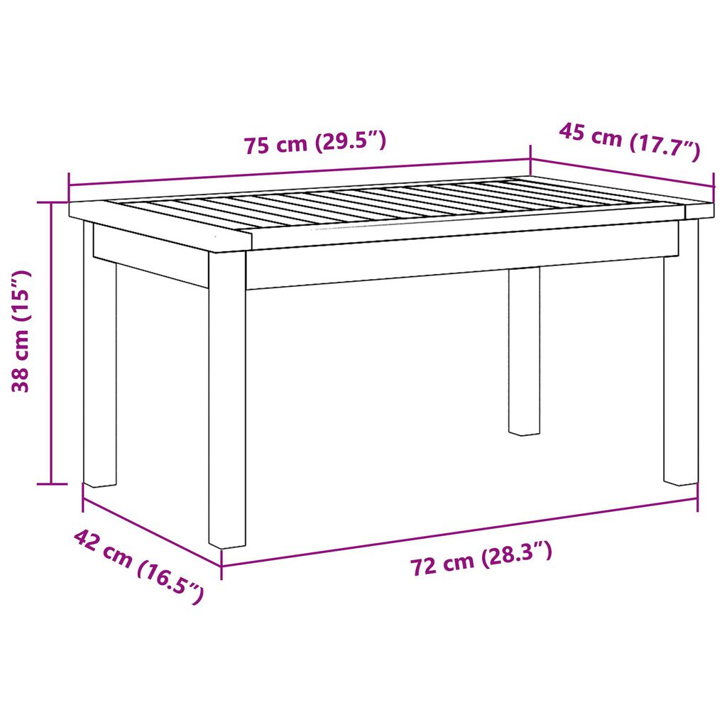 vidaXL Τραπέζι καφέ 75x40x38 εκ. Μασίφ ξύλο ακακίας