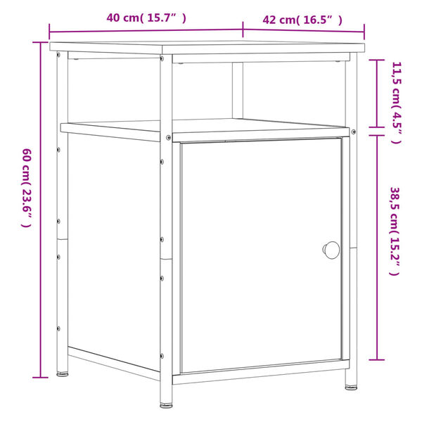 vidaXL Κομοδίνο Καπνιστή Δρυς 40x42x60 εκ. από Επεξεργασμένο Ξύλο
