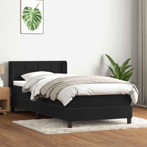 vidaXL &Kappa;&rho;&epsilon;&beta;ά&tau;&iota; Boxspring &mu;&epsilon; &Sigma;&tau;&rho;ώ&mu;&alpha; &Mu;&alpha;ύ&rho;&omicron; 90x220 &epsilon;&kappa;. &Beta;&epsilon;&lambda;&omicron;ύ&delta;&iota;&nu;&omicron;