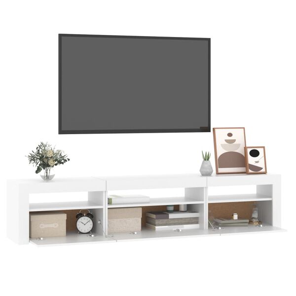 vidaXL Έπιπλο Τηλεόρασης με LED Λευκό 195x35x40 εκ.