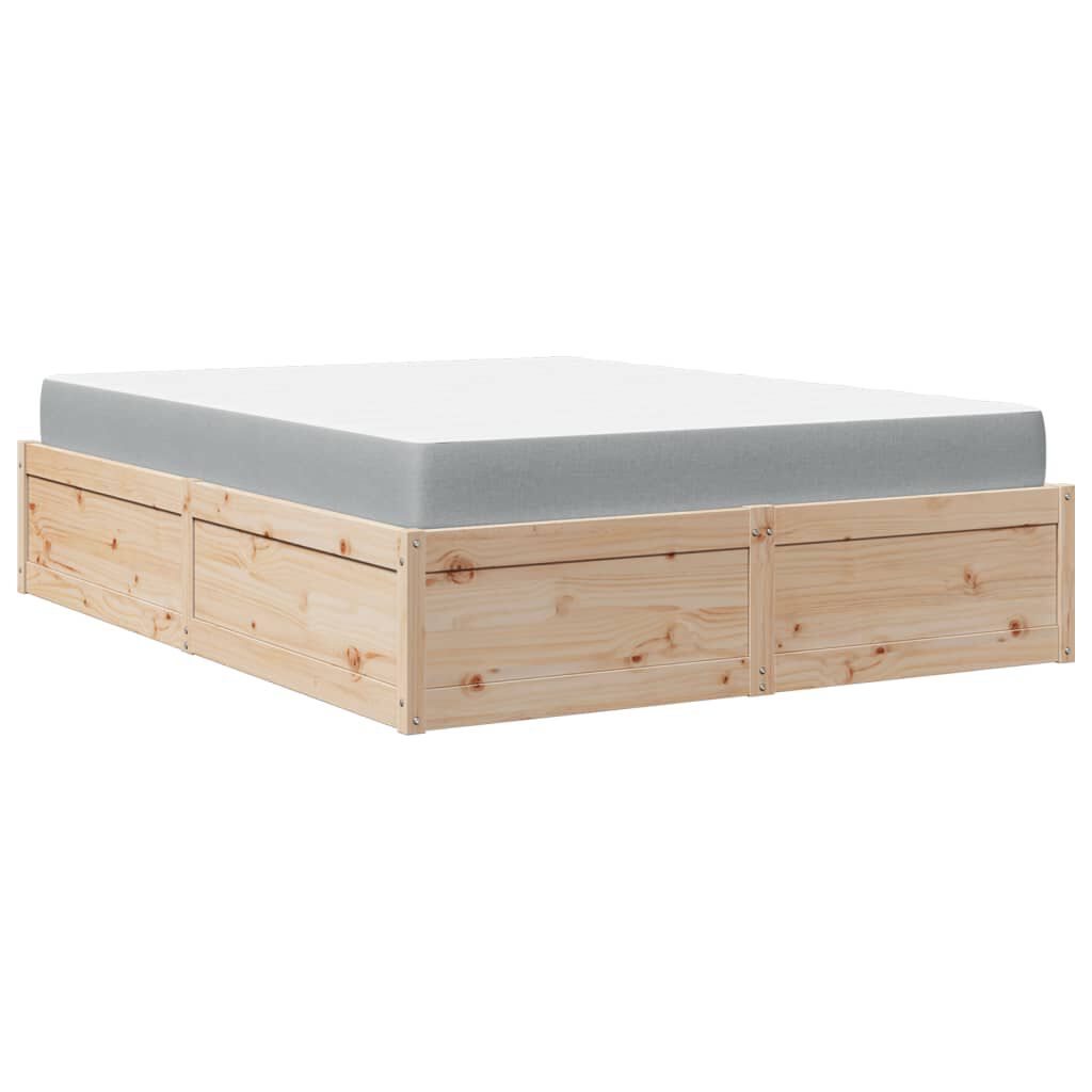 vidaXL Κρεβάτι με Στρώμα 140x200 εκ Μασίφ Ξύλο Πεύκου