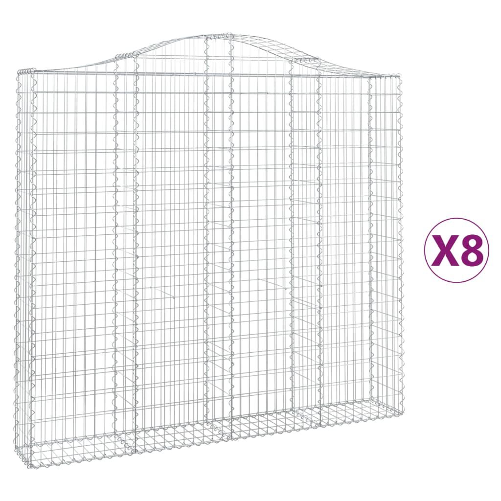 vidaXL Συρματοκιβώτια Τοξωτά 8 τεμ. 200x30x180/200 εκ. Γαλβαν. Ατσάλι
