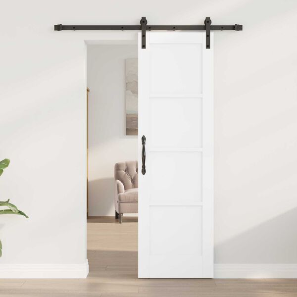 vidaXL Συρόμενη Πόρτα με Σετ Εξαρτημάτων Λευκή 61x198.5 cm Στερεό Ξύλο Πεύκου
