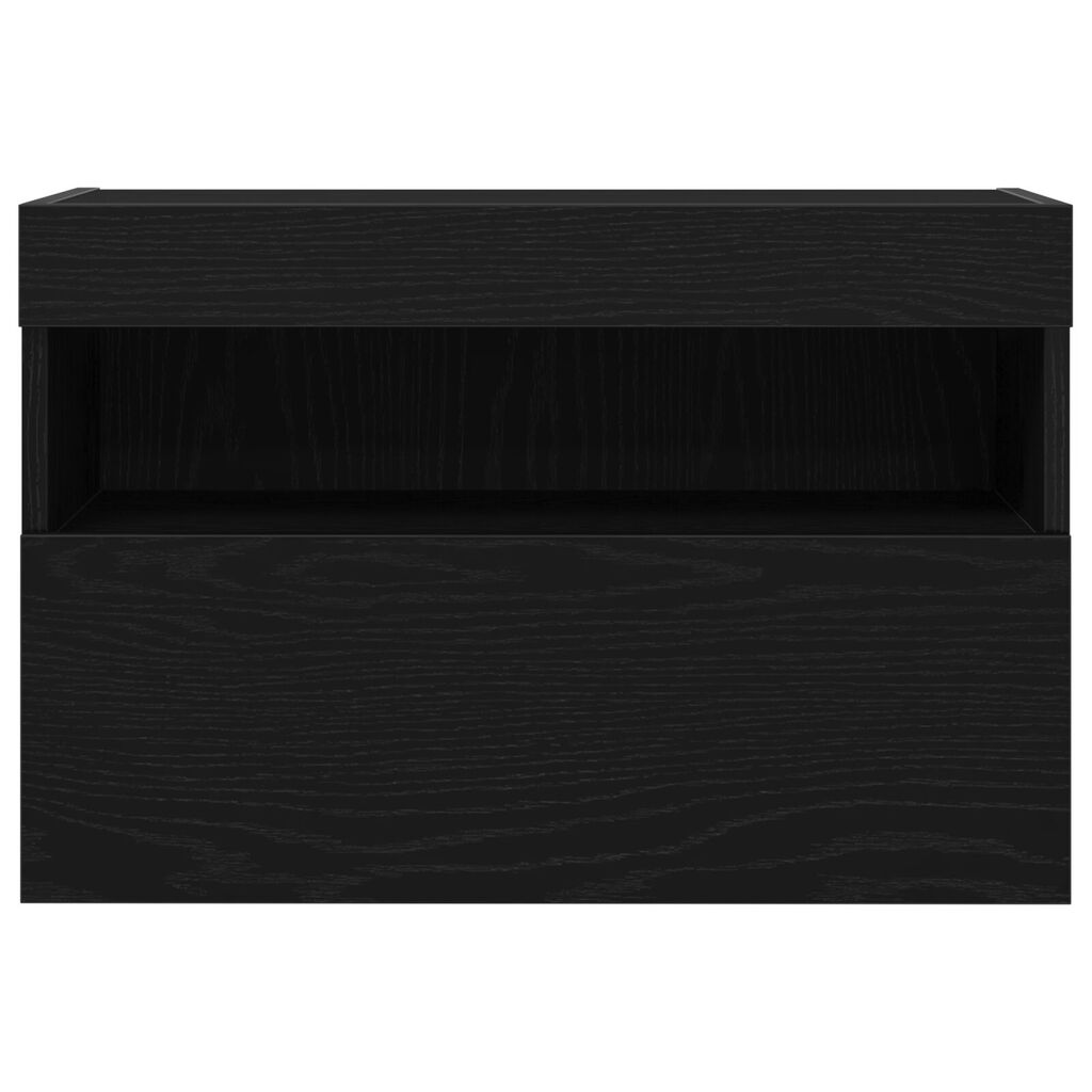 vidaXL Ντουλάπα Τοίχου για TV με Φωτιστικά LED Μαύρη Δρυς 60x30x40 εκ.