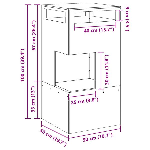 vidaXL Φωτιά Μαύρο 50 x 50 x 100 cm Κρύα έλαση από χάλυβα