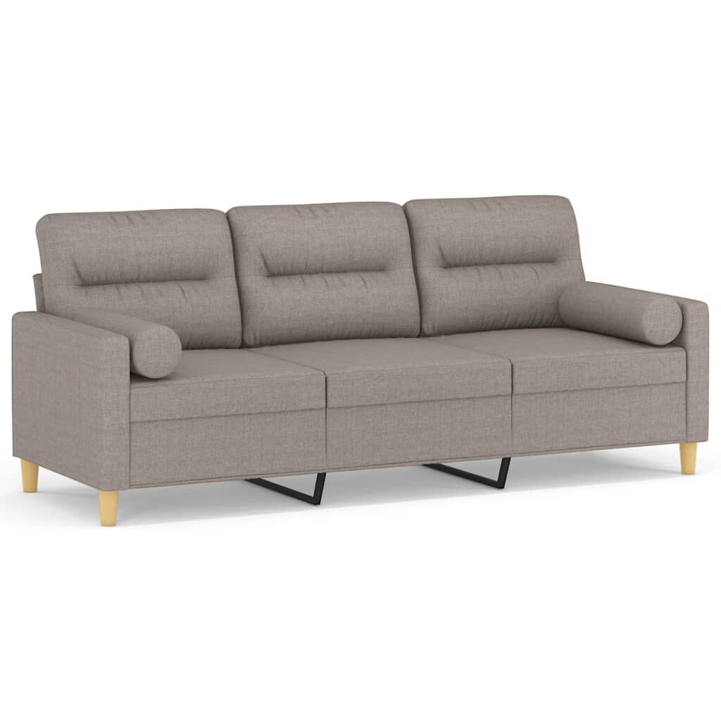 vidaXL Καναπές Τριθέσιος Taupe 180 εκ. Υφασμάτινος με Μαξιλάρια
