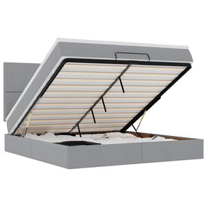 vidaXL Οθωμανικό κρεβάτι με στρώμα ανοιχτό γκρι 180x200cm ύφασμα