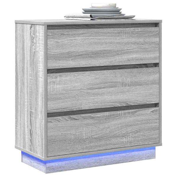 vidaXL Κομοδίνο με συρτάρι Γκρι 71 x 34.5 x 75 εκ. Επεξεργασμένο ξύλο