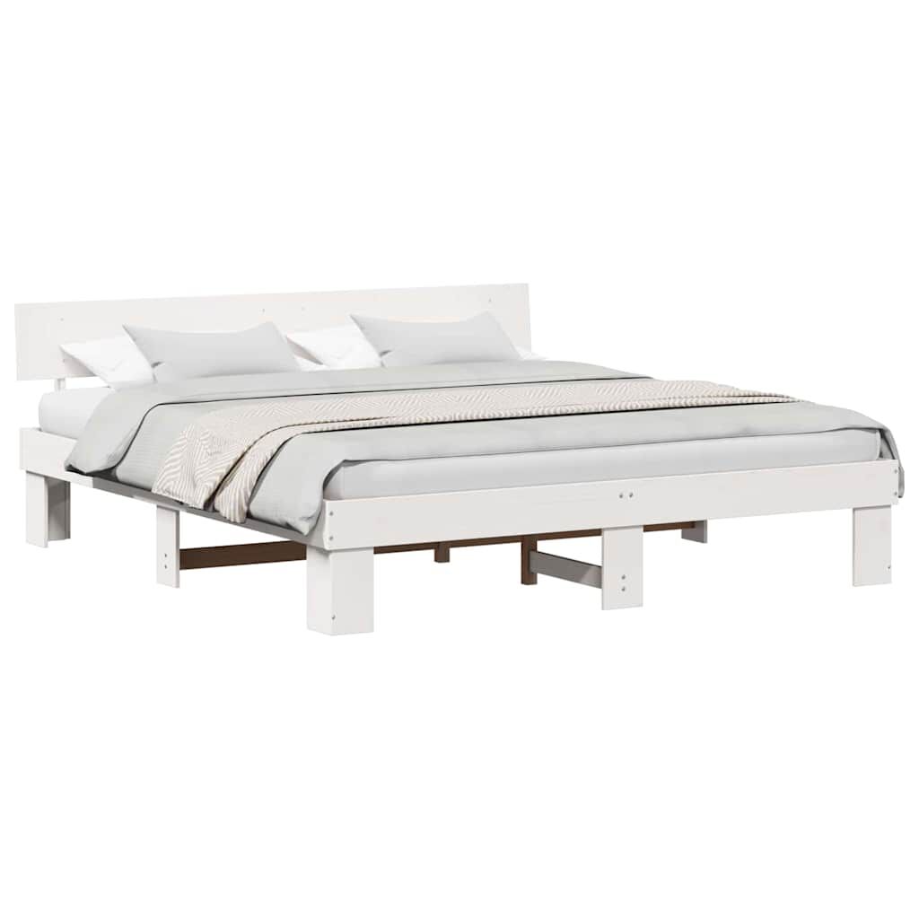 vidaXL Σκελετός Κρεβατιού Λευκό 180 x 200 cm Μασίφ ξύλο πεύκου