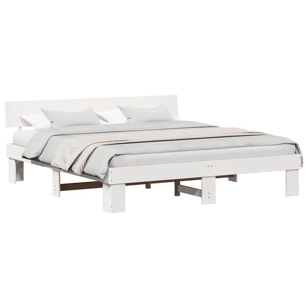 vidaXL Σκελετός Κρεβατιού Λευκό 180 x 200 cm Μασίφ ξύλο πεύκου
