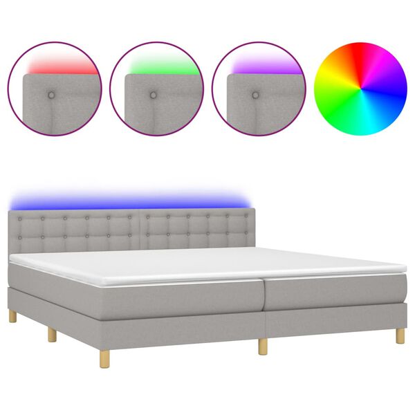 vidaXL &Kappa;&rho;&epsilon;&beta;ά&tau;&iota; Boxspring &mu;&epsilon; &Sigma;&tau;&rho;ώ&mu;&alpha; & LED &Alpha;&nu;.&Gamma;&kappa;&rho;&iota; 200x200&epsilon;&kappa;. &Upsilon;&phi;&alpha;&sigma;&mu;ά&tau;&iota;&nu;&omicron;