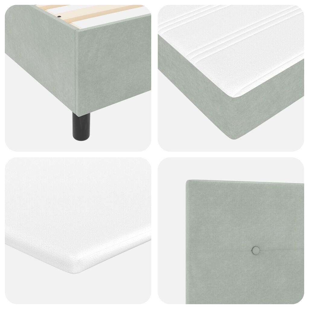 Κρεβάτι Box Spring με Στρώμα vidaXL Λαμπερό Γκρι 90x200 cm Βελούδο