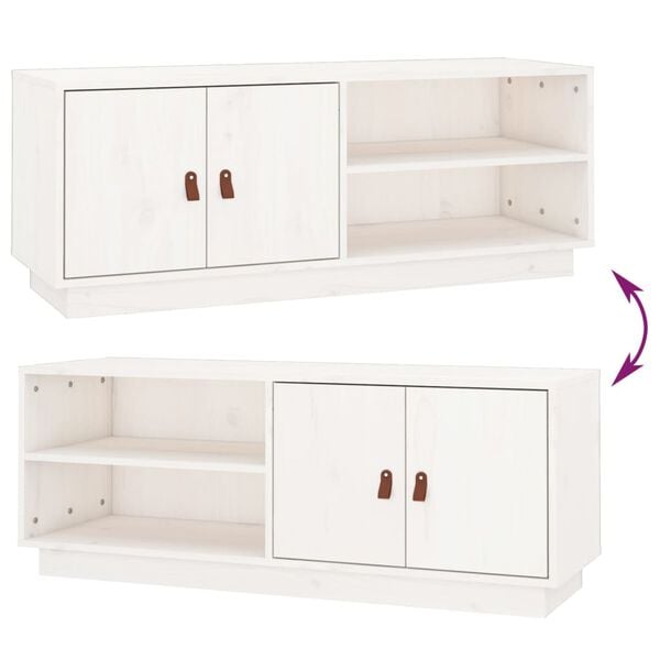 vidaXL Έπιπλο Τηλεόρασης Λευκό 105x34x40 εκ. από Μασίφ Ξύλο Πεύκου