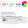 vidaXL Οθωμανικό κρεβάτι με στρώματα & LEDs Καθαρό λευκό Faux Leather
