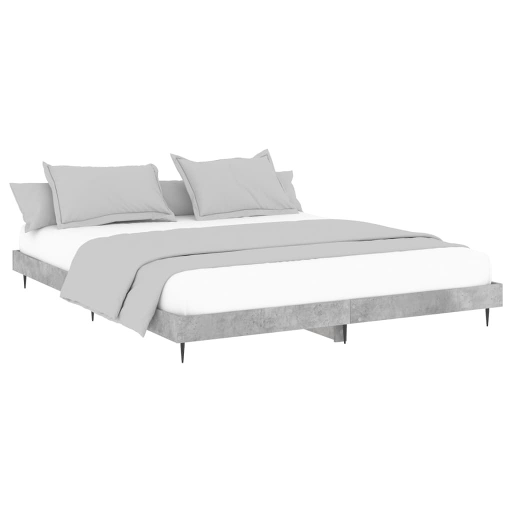 vidaXL Πλαίσιο Κρεβατιού Γκρι Σκυροδέματος 140x200 εκ. Επεξεργ. Ξύλο